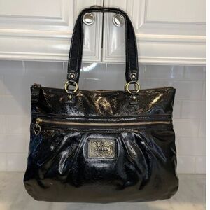 Coach Black Patent Leather Tote